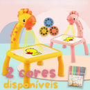 Projetor Infantil De Desenhos Mesa Pra Pinturas + Canetinhas