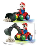 Brinquedo Trator Escavador Super Mario Com Luz Som Diversão
