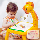 Projetor Infantil De Desenhos Mesa Pra Pinturas + Canetinhas