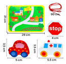 Brinquedo Infantil Educativo Cidade Carrinho De Madeira