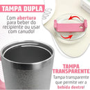 Copo térmico Brilho Glitter de aço inoxidável 1200ML com tampa e canudo de aço inoxidável