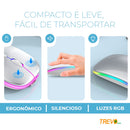 Mouse Sem Fio Wireless Recarregavel Led Rgb 2,4GHz Bluetooth Bateria Interna  Ergonômico Silencioso
