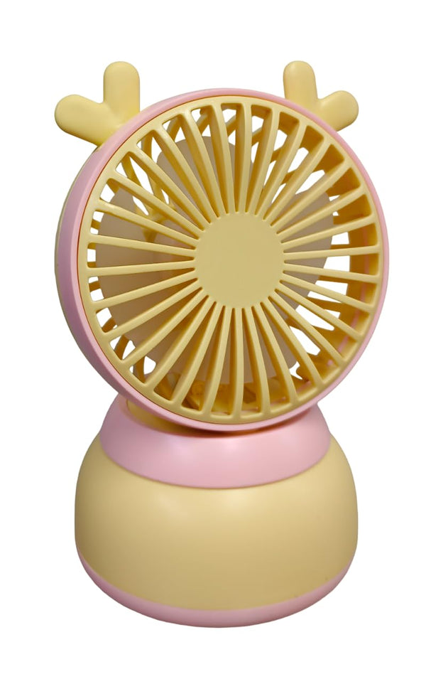 Small Personal Mini Fan Cute Looking Fan for Kids Table USB Rechargeable Fan Hand Fan Table Fan For Kids (Yellow)