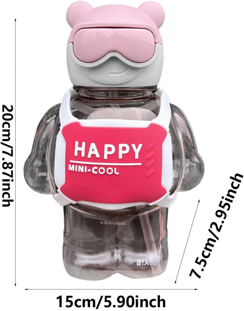 Água com Canudo para Crianças | á à prova vazamento 800 ml urso bonito | Garrafas á para bebês, garrafas á esportivas pa