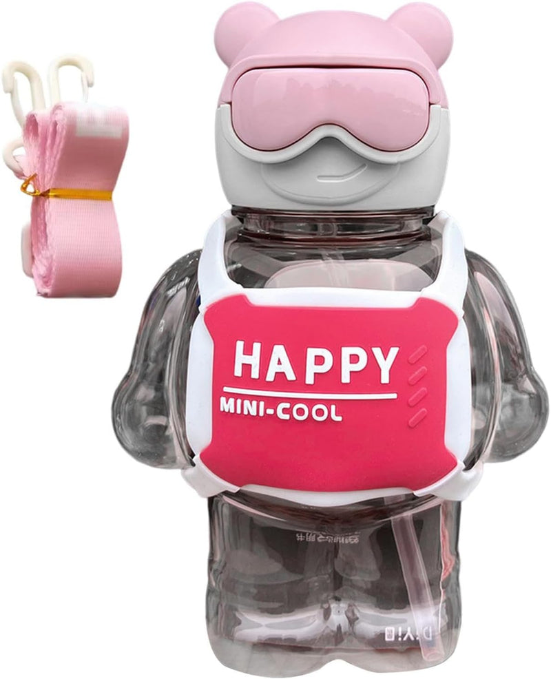 Água com Canudo para Crianças | á à prova vazamento 800 ml urso bonito | Garrafas á para bebês, garrafas á esportivas pa