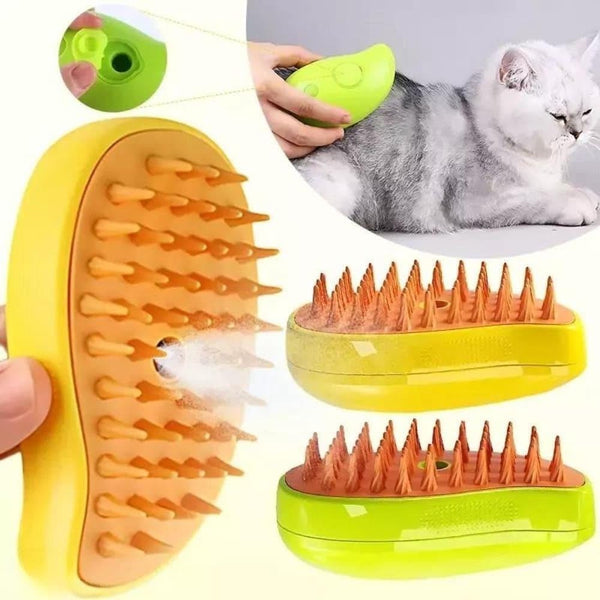 【Escova Valorizadora Elétrica - Escova Pet】 Escova Cachorros E Gatos, Escova Vapor 3 Em 1, -Pente Massageador Removedor de Pelos Recarregável USB, Escova Tira Pelos Cães E Gatos, Stam-Autolimpante Premium, "Shop Brasil"