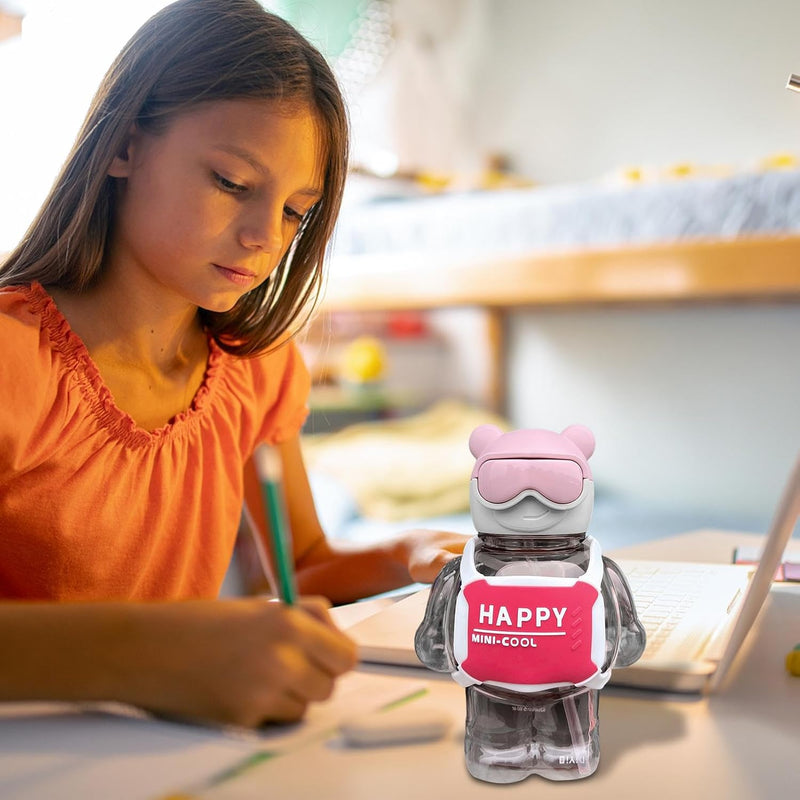 Água com Canudo para Crianças | á à prova vazamento 800 ml urso bonito | Garrafas á para bebês, garrafas á esportivas pa