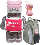 Água com Canudo para Crianças | á à prova vazamento 800 ml urso bonito | Garrafas á para bebês, garrafas á esportivas pa