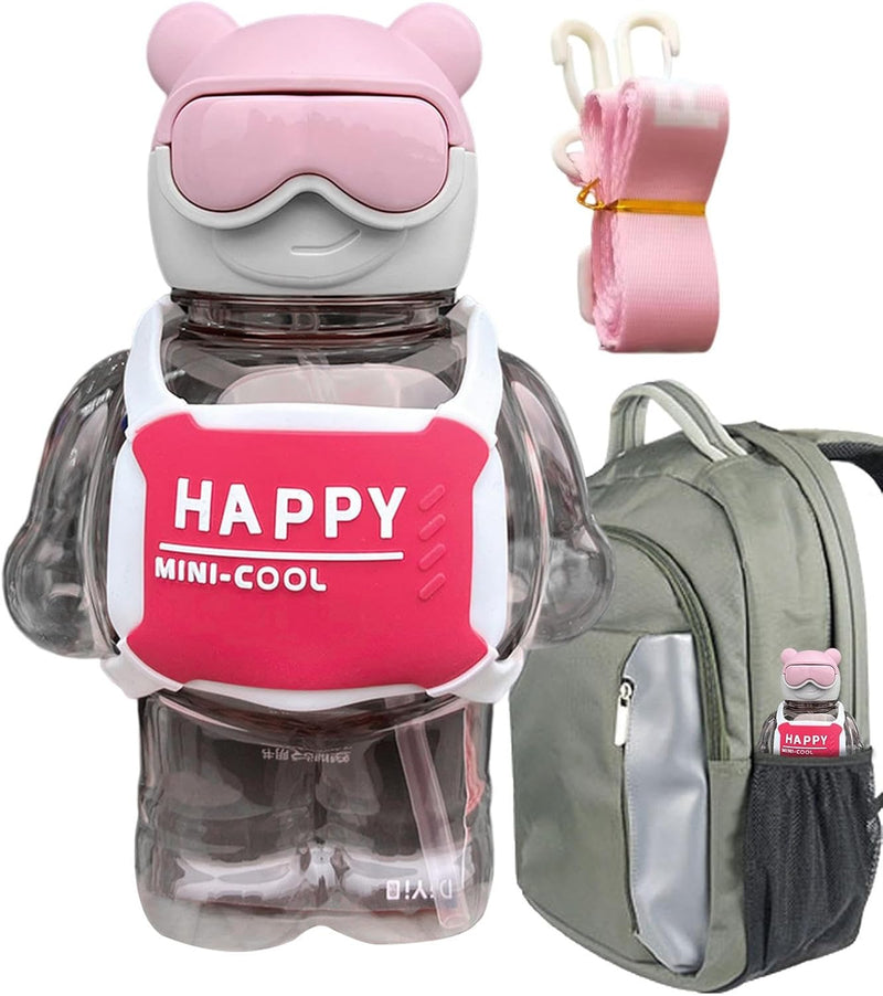 Água com Canudo para Crianças | á à prova vazamento 800 ml urso bonito | Garrafas á para bebês, garrafas á esportivas pa