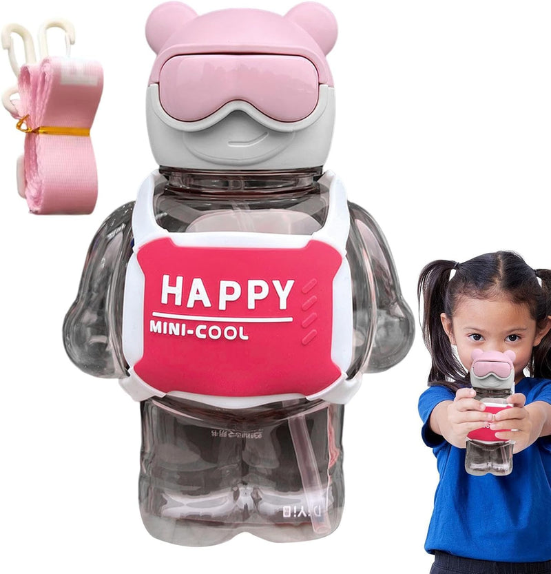 Água com Canudo para Crianças | á à prova vazamento 800 ml urso bonito | Garrafas á para bebês, garrafas á esportivas pa