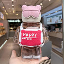 Água com Canudo para Crianças | á à prova vazamento 800 ml urso bonito | Garrafas á para bebês, garrafas á esportivas pa