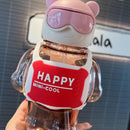 Água com Canudo para Crianças | á à prova vazamento 800 ml urso bonito | Garrafas á para bebês, garrafas á esportivas pa