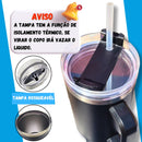 Copo Termico 1200ml Caneca Tampa Alça Canudo Grande Neymar