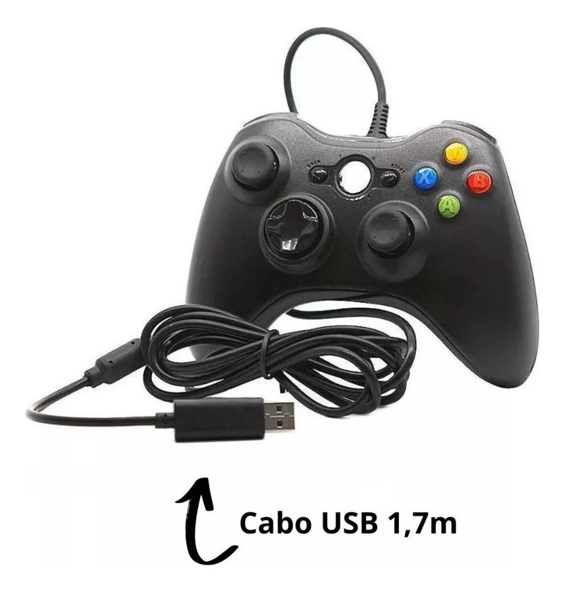 Controle  Com Fio Xbox Android Cor Preto console