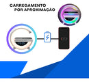 Carregador Luminária Caixa De Som 3 Em 1 Speaker Led Indução Cor Branco Comica