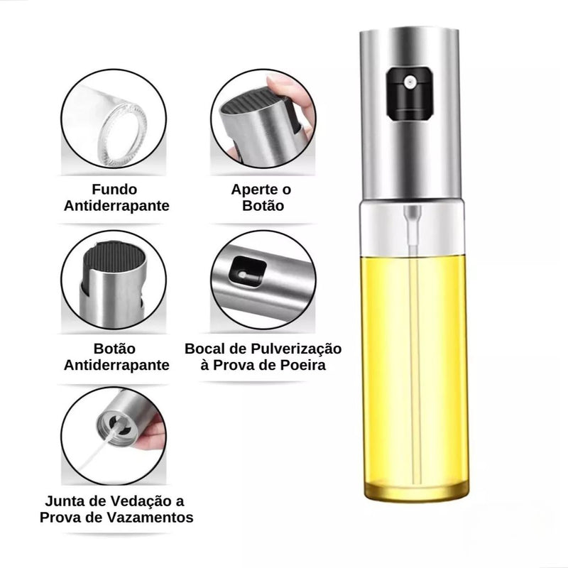 Spray De Azeite Borrifador De Temperos Pulverizador Vinagre Óleo Shoyo Cor Prata
