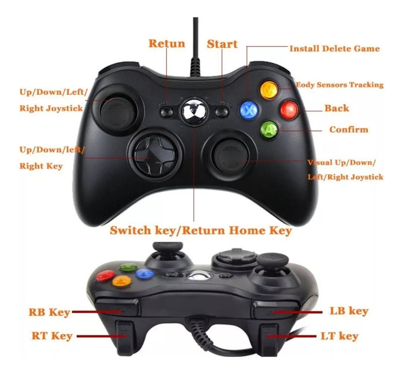 Controle  Com Fio Xbox Android Cor Preto console