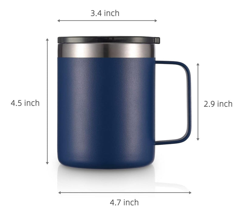 Aloufea 12oz Stainless Steel Insulated Coffee Mug With Ha Re