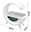 Carregador Luminária Caixa De Som 3 Em 1 Speaker Led Indução Cor Branco Comica