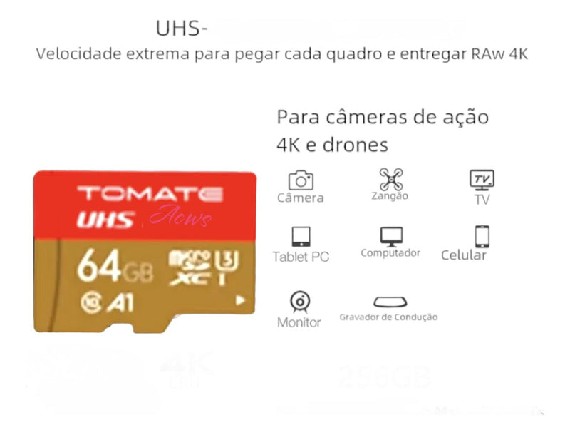Cartão Memória Tomate Micro Sd Classe 64gb 10 67mb/s Ultra