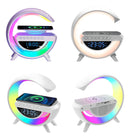 Carregador Luminária Caixa De Som 3 Em 1 Speaker Led Indução Cor Branco Comica