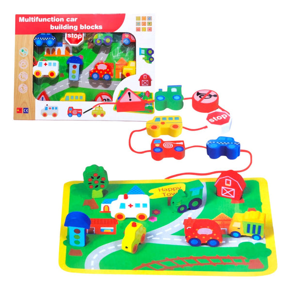 Brinquedo Infantil Educativo Cidade Carrinho De Madeira