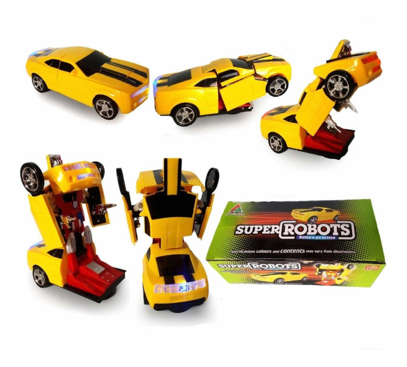 Carrinho Camaro Transformers Bate E Volta Vira Robô Luz Som