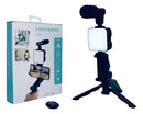 Kit Para Streaming De Vlogs E Microfone Com Luz De Tripé Cor Preto