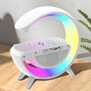 Carregador Luminária Caixa De Som 3 Em 1 Speaker Led Indução Cor Branco Comica