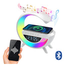 Carregador Luminária Caixa De Som 3 Em 1 Speaker Led Indução Cor Branco Comica