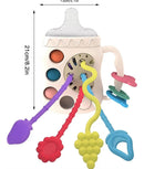 Mordedor Silicone Chocalho Bebê Formato Mamadeira Sensorial