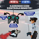 Carrinho De Polícia De Controle Veloz Solta Fumaça Com Luz