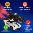 Carrinho De Polícia De Controle Veloz Solta Fumaça Com Luz