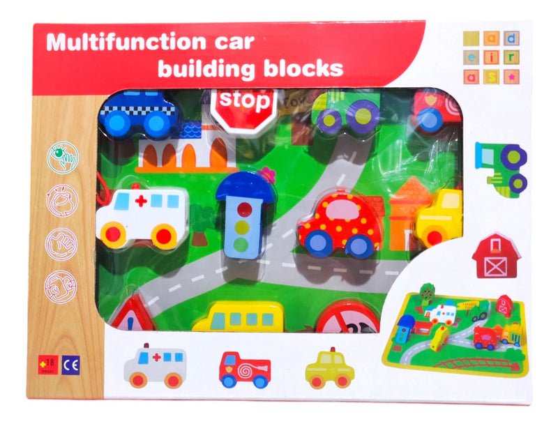 Brinquedo Infantil Educativo Cidade Carrinho De Madeira
