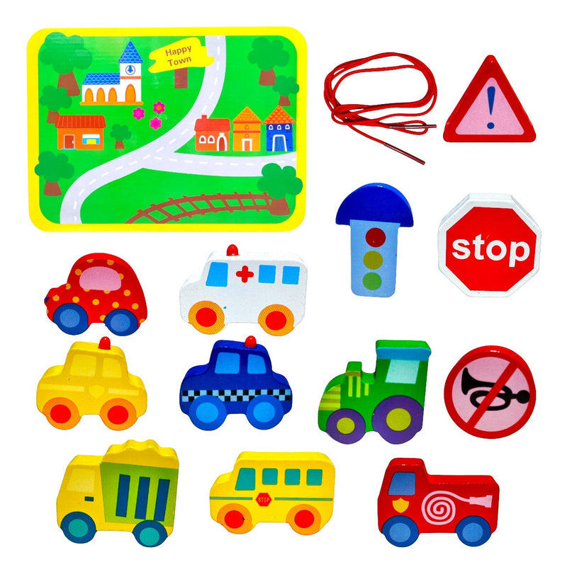 Brinquedo Infantil Educativo Cidade Carrinho De Madeira
