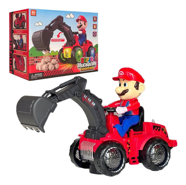 Brinquedo Trator Escavador Super Mario Com Luz Som Diversão