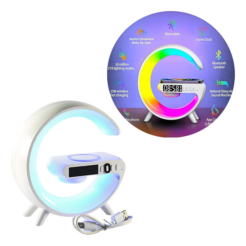 Luminária G-speaker Som Bluetooth 10w Carregador Indução Rgb Cor Branco