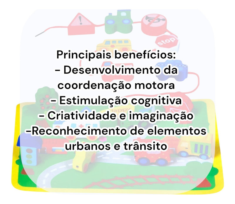 Brinquedo Infantil Educativo Cidade Carrinho De Madeira