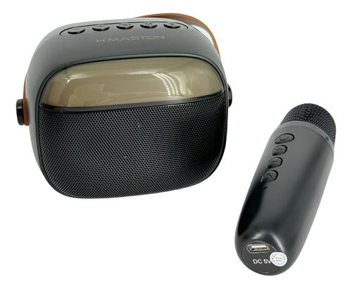 Caixa De Som Bluetooth Karaokê H'maston Mx03 Portátil
