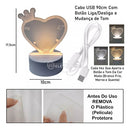 Luminária Formato Coração 3d Acrilíca Anotações + Caneta