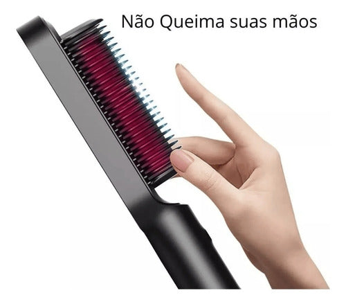 Escova Alisadora Pente Cabelo Modela 5 Temperaturas Bivolt