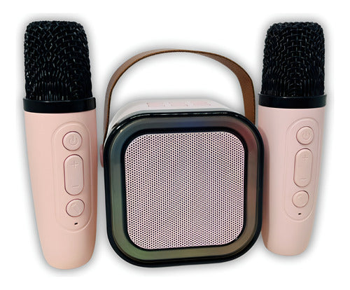 Caixinha C/ Luzes Led Karaokê 2 Microfones - Usb
