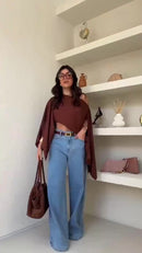 Bata boho chic assimétrico Multiuso Multiforma blusa feminina  Batinha Moda Gringa P44