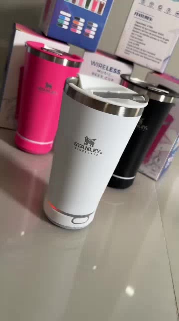 Copo Térmico com Caixa de Som Bluetooth – Mantém Bebida Gelada + Música
