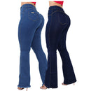 Kit 02 Calças Jeans Flare Cos Alto Lycra Modelagem Levanta Bumbum