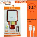 Carregador Turbo Power Para Celular 3USB COM CABO USB- IOS / TYP-C A'Gold 5.1A