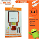 Carregador Turbo Power Para Celular 3USB COM CABO USB- IOS / TYP-C A'Gold 5.1A