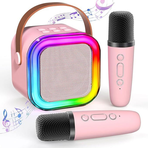 Alto-falante Portable Caixa de Som Bluetooth Karaoke profissional com Microfone Sem Fio, Luzes LED Para Home Family