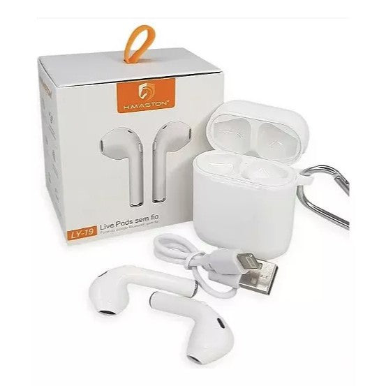 Fone De Ouvido Bluetooth Ly19 5.0 Sem Fio Hmaston Cor Branco