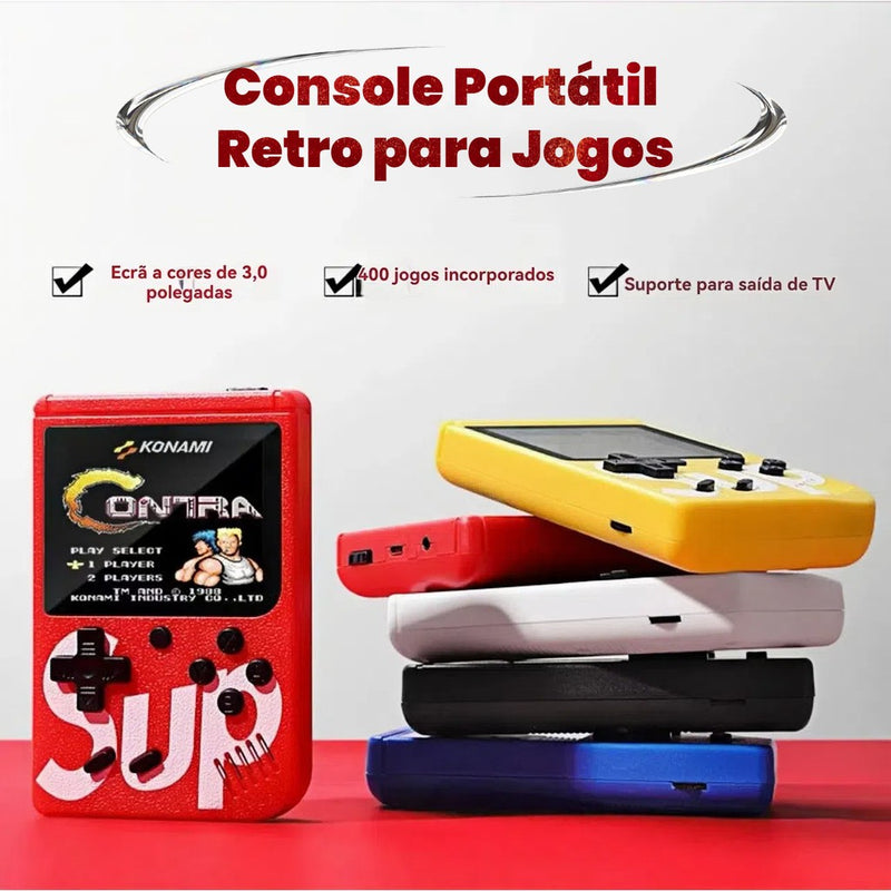 Mini Vídeo Game Nintendo Vídeo Portátil 400 Jogos Sup Retrô Clássicos Antigos Anos 80 com Controle Para 2 Pessoas